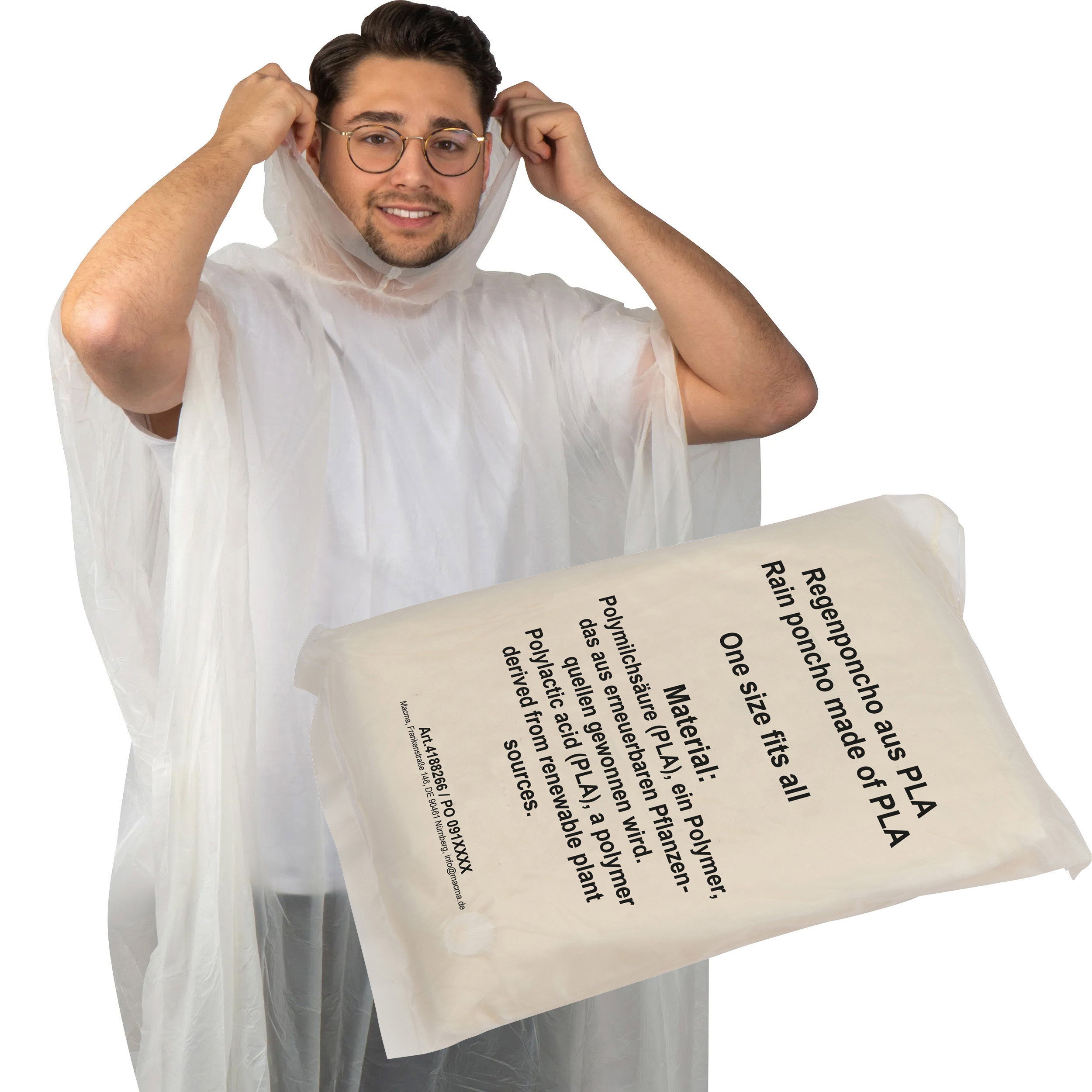 Compostable rain poncho