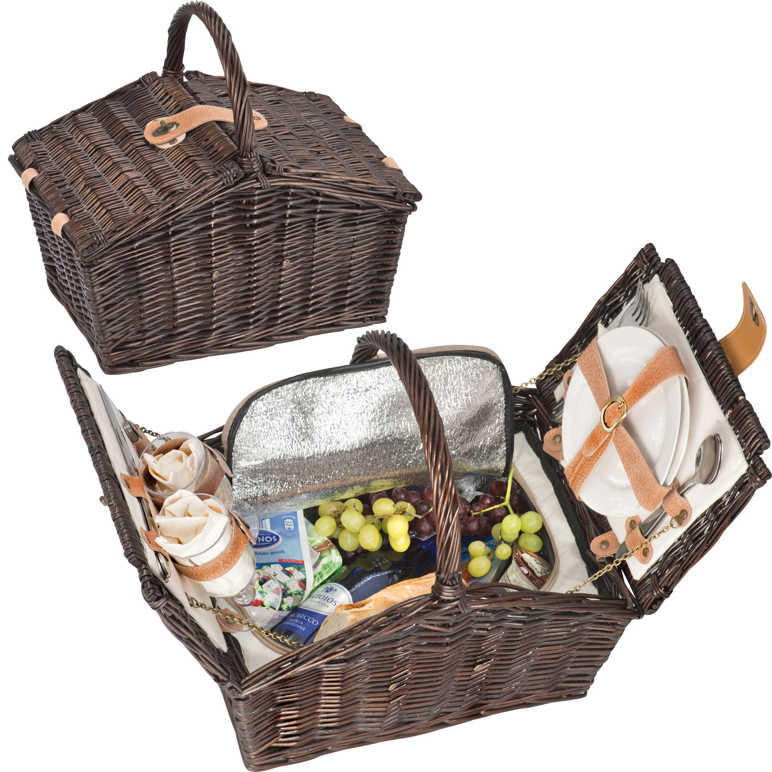 Panier pique-nique en rotin pour 2 personnes