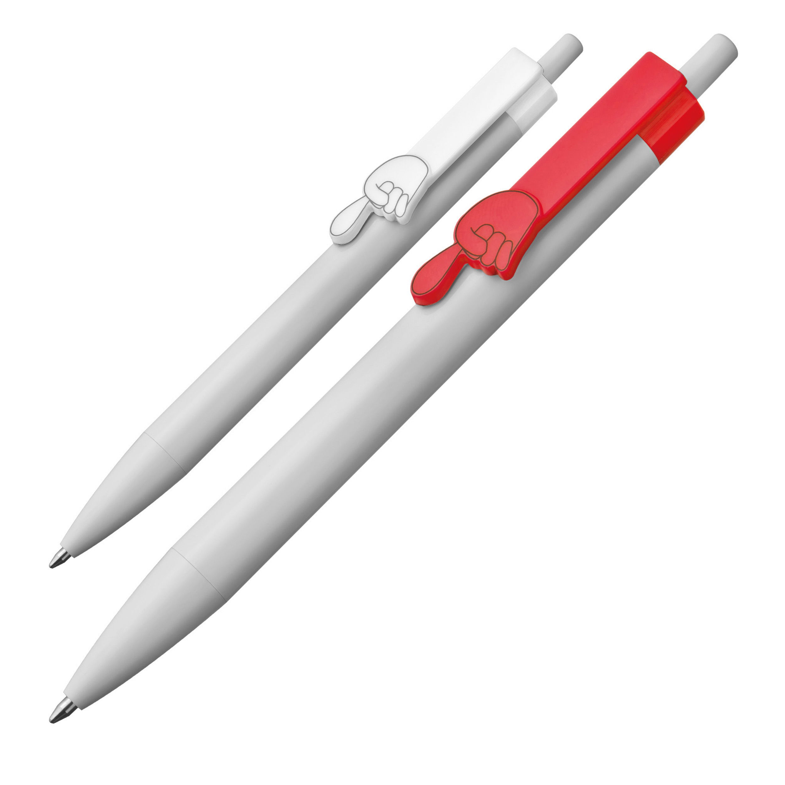 Ball pen with finger pointer clip