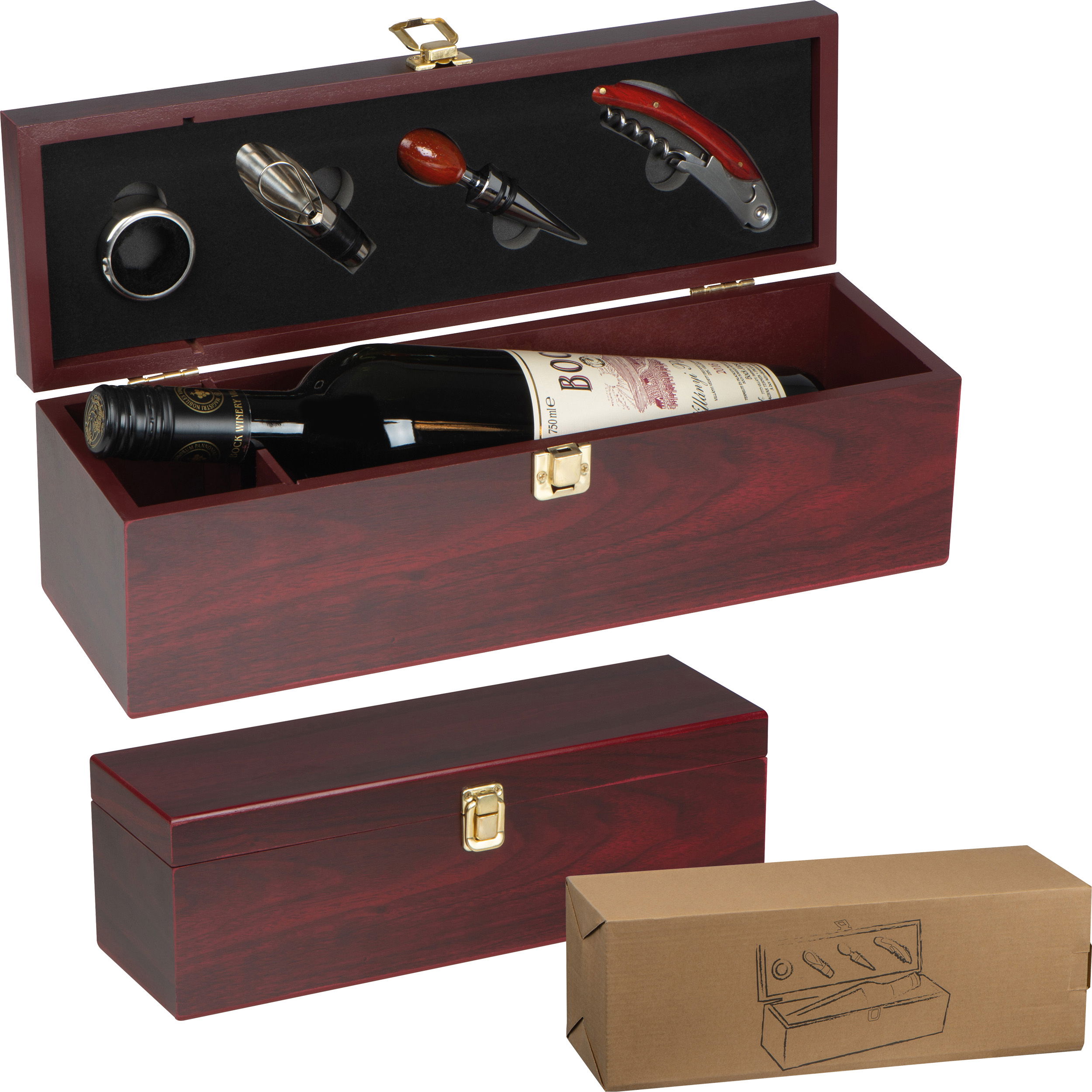 Caja botellero de madera.
