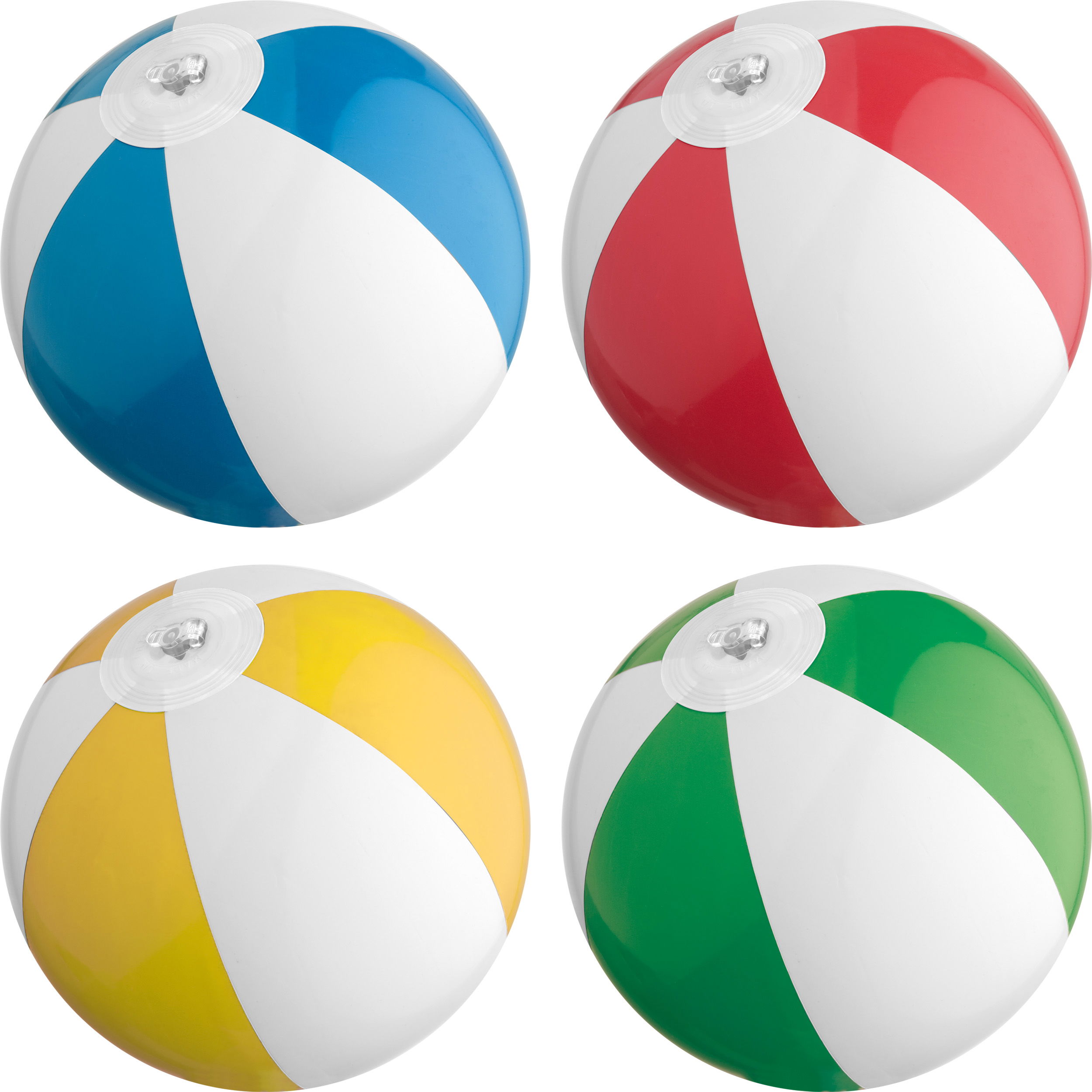Bicoloured mini beach ball with 21.5 cm segments.