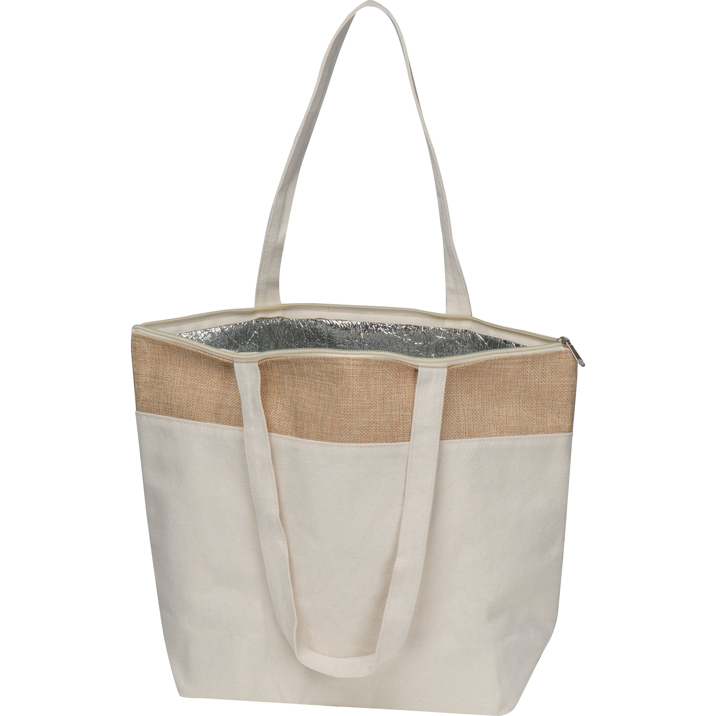 Cooler bag made of 200g cotton and laminated jute