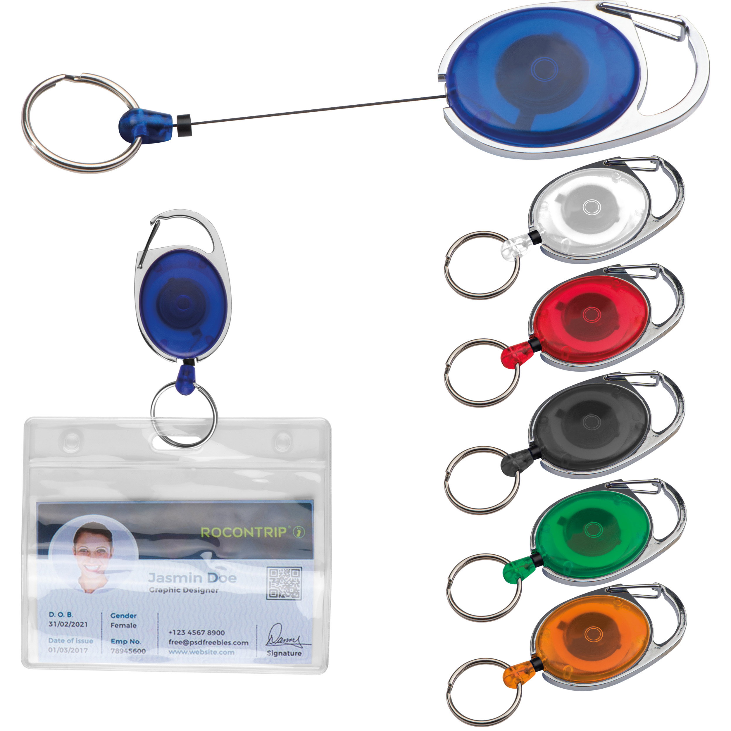 Schlüsselanhänger mit Karabiner und ausziehbarem Schlüsselring DIANA