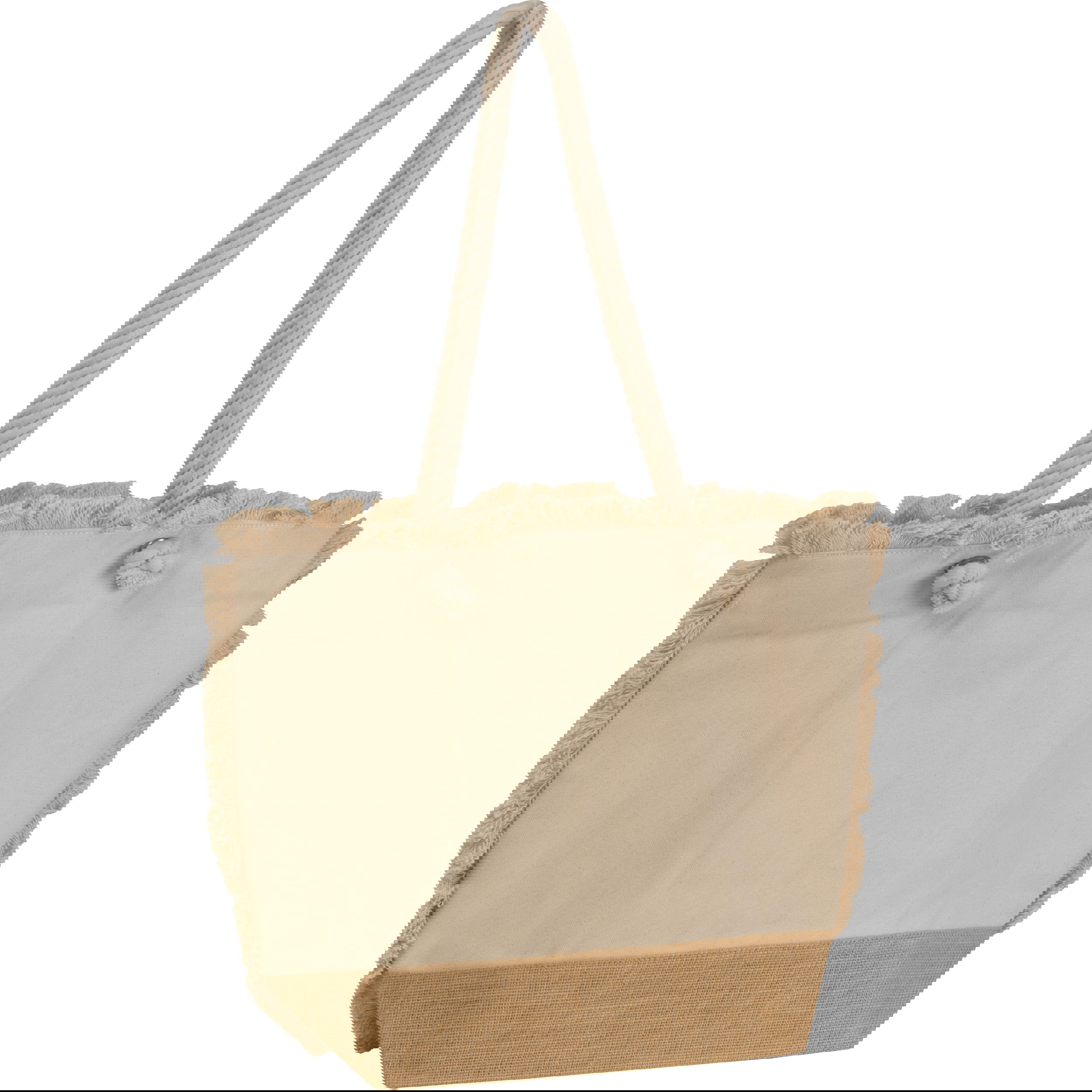 Bolsa de playa Oeko-Tex ® natural con fondo de yute y cordón