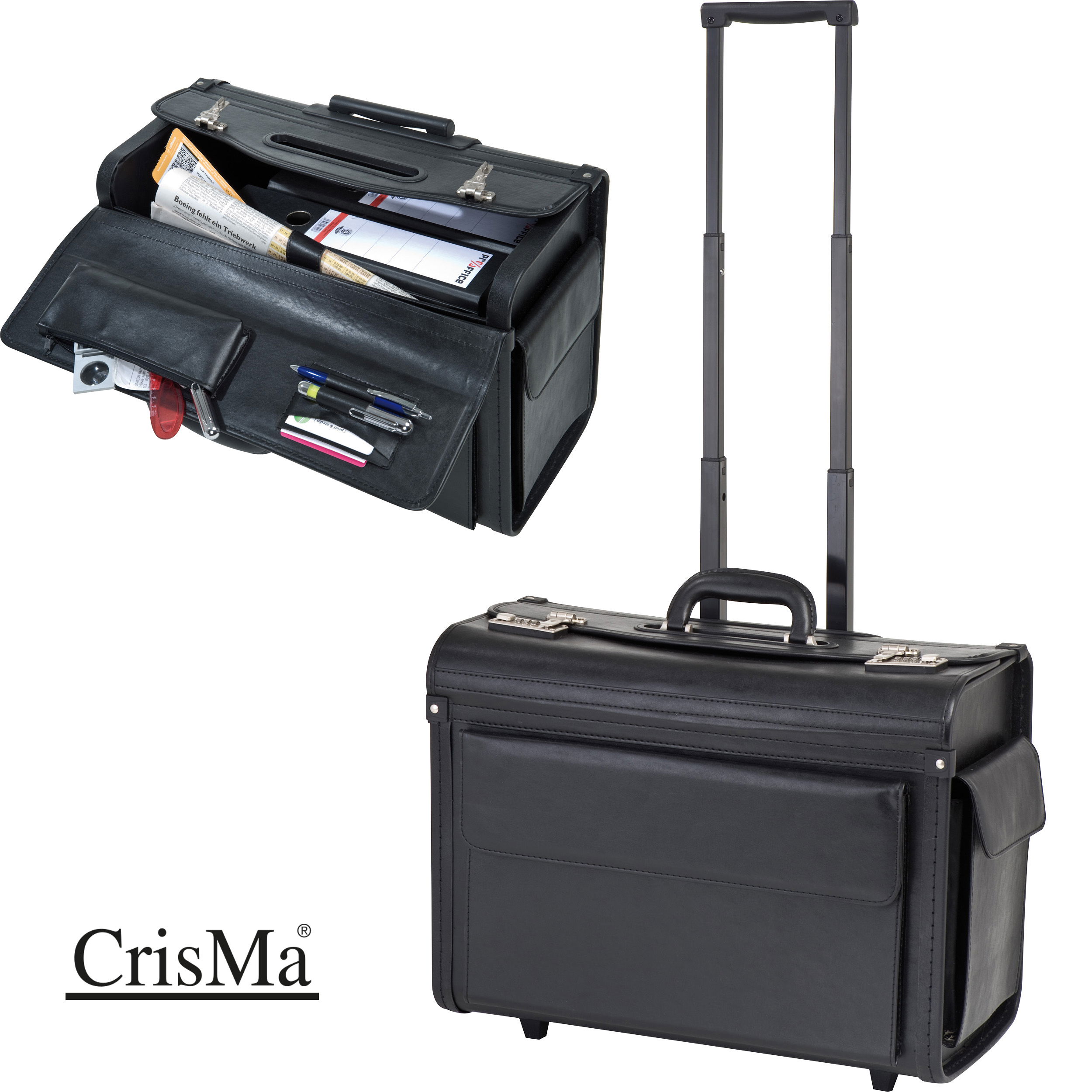 Akten-/Pilotenkoffer Trolley aus Kunstleder