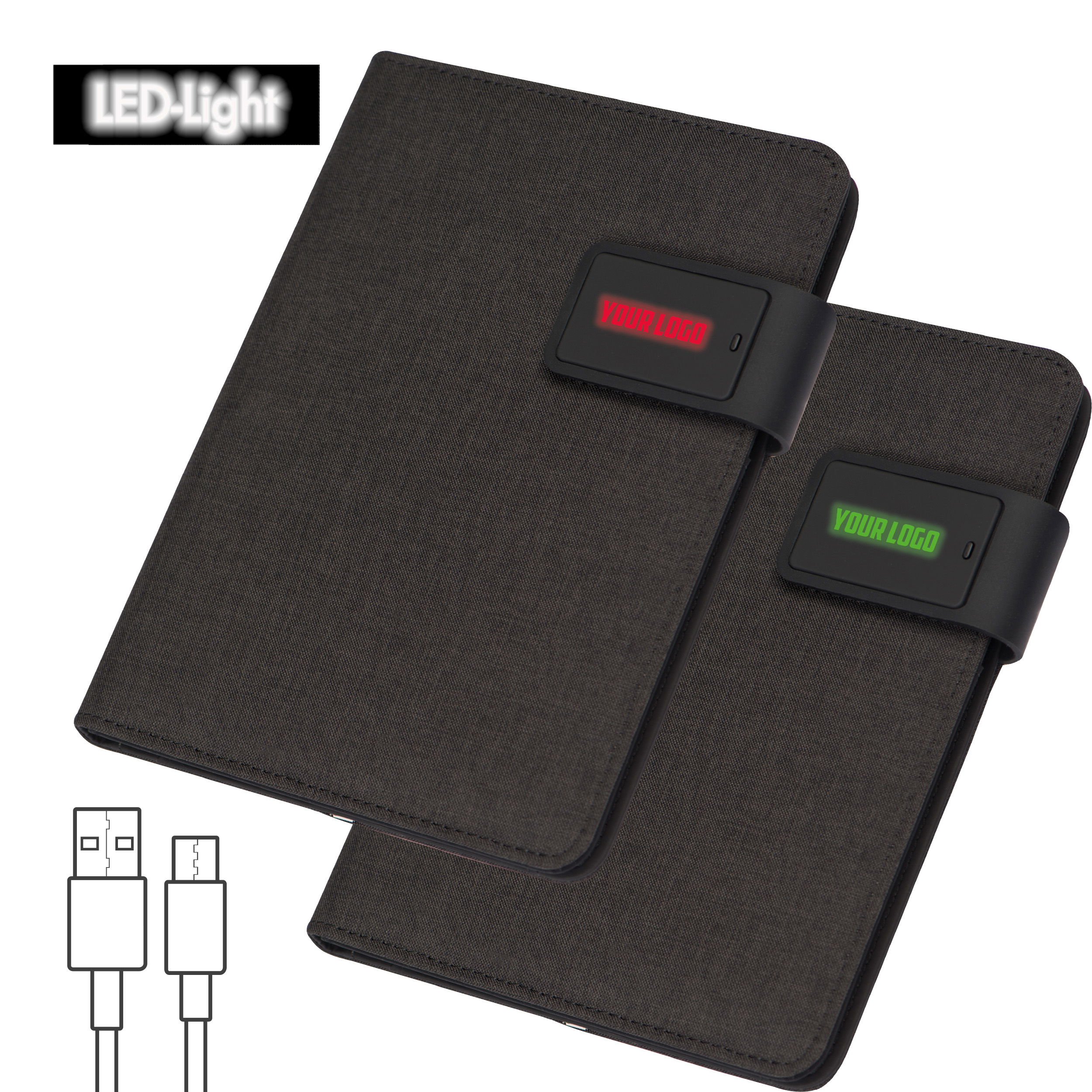 Carnet A5 avec chargeur et LED