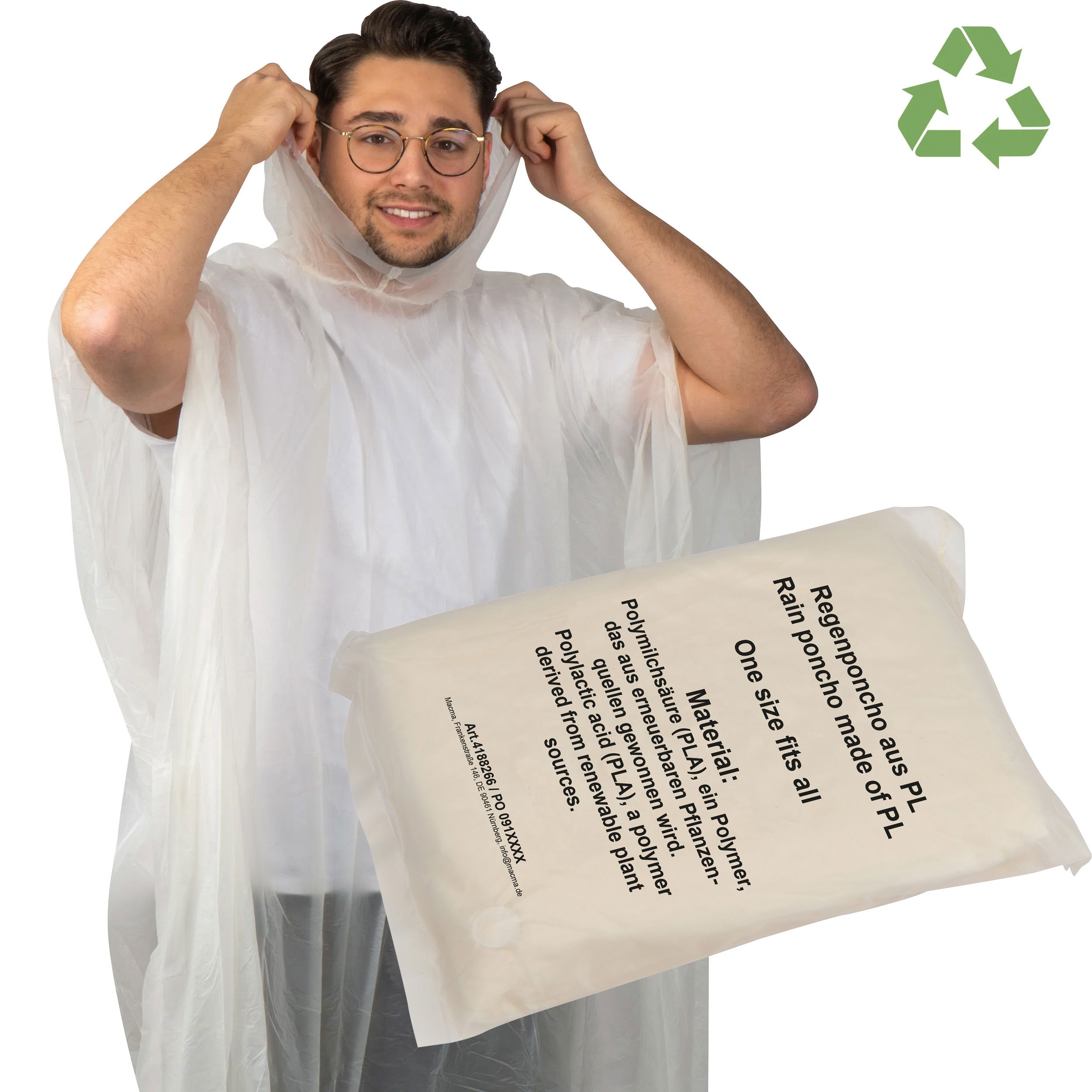 Compostable rain poncho