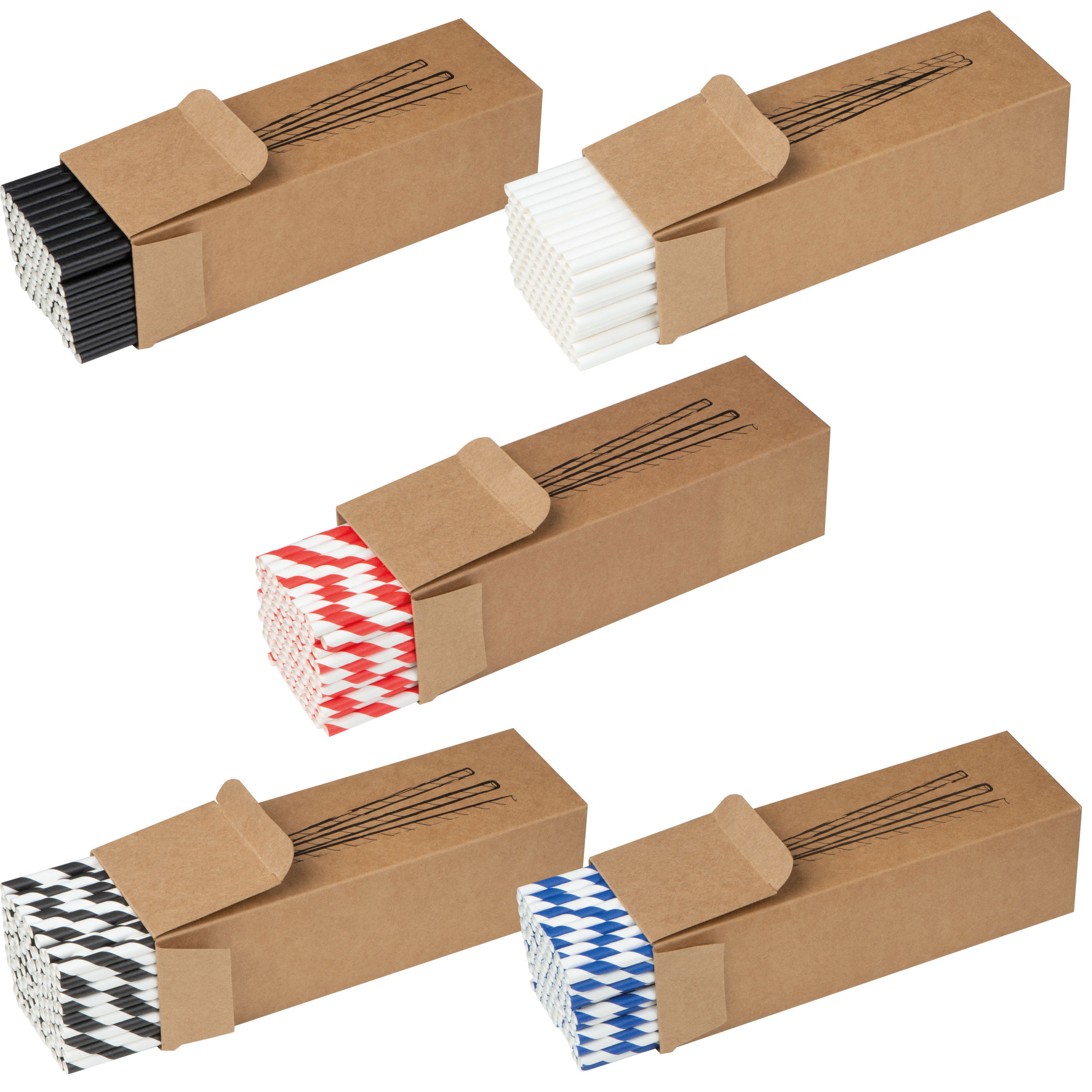 100er Set Trinkhalme aus Papier