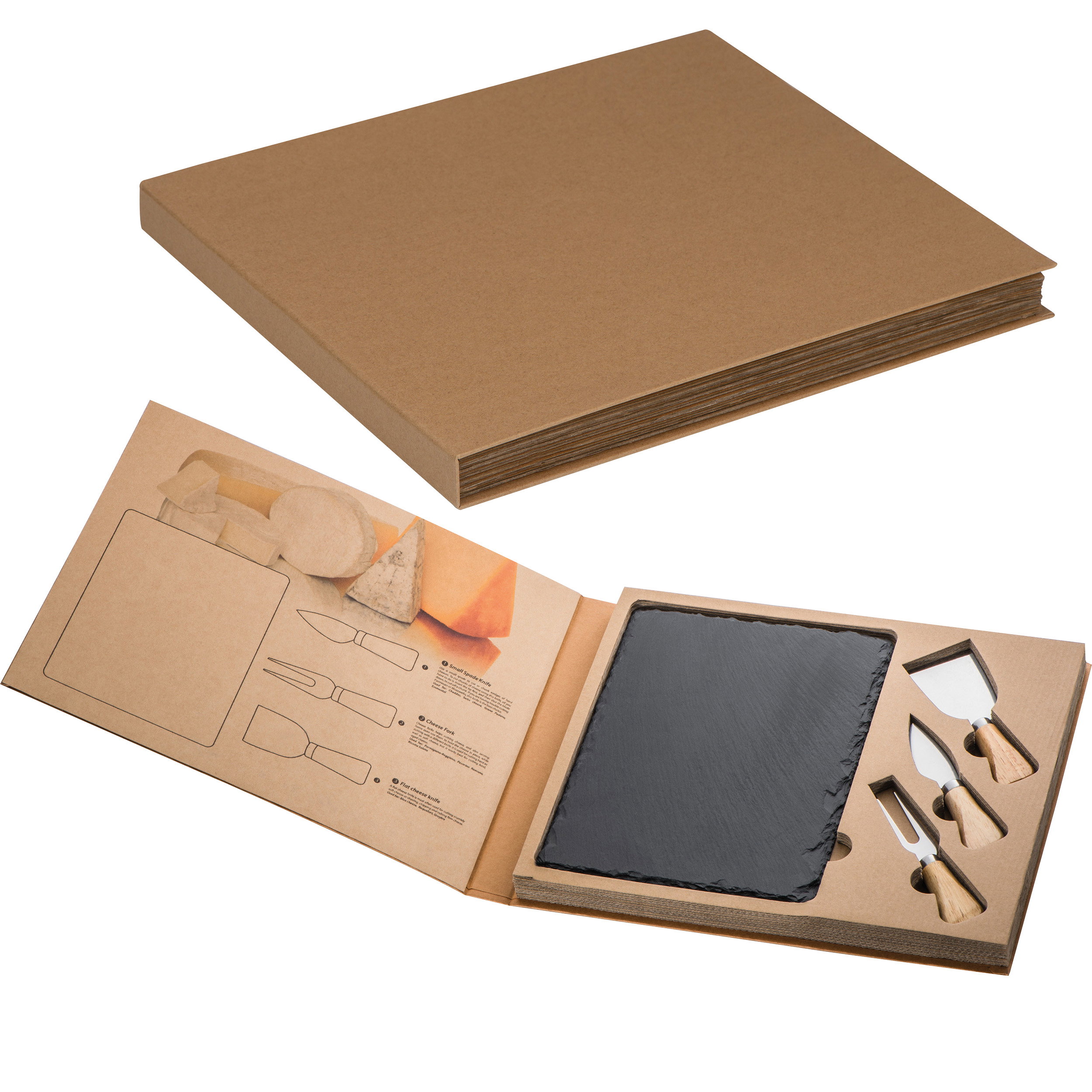 Cheese set with slate cutting board