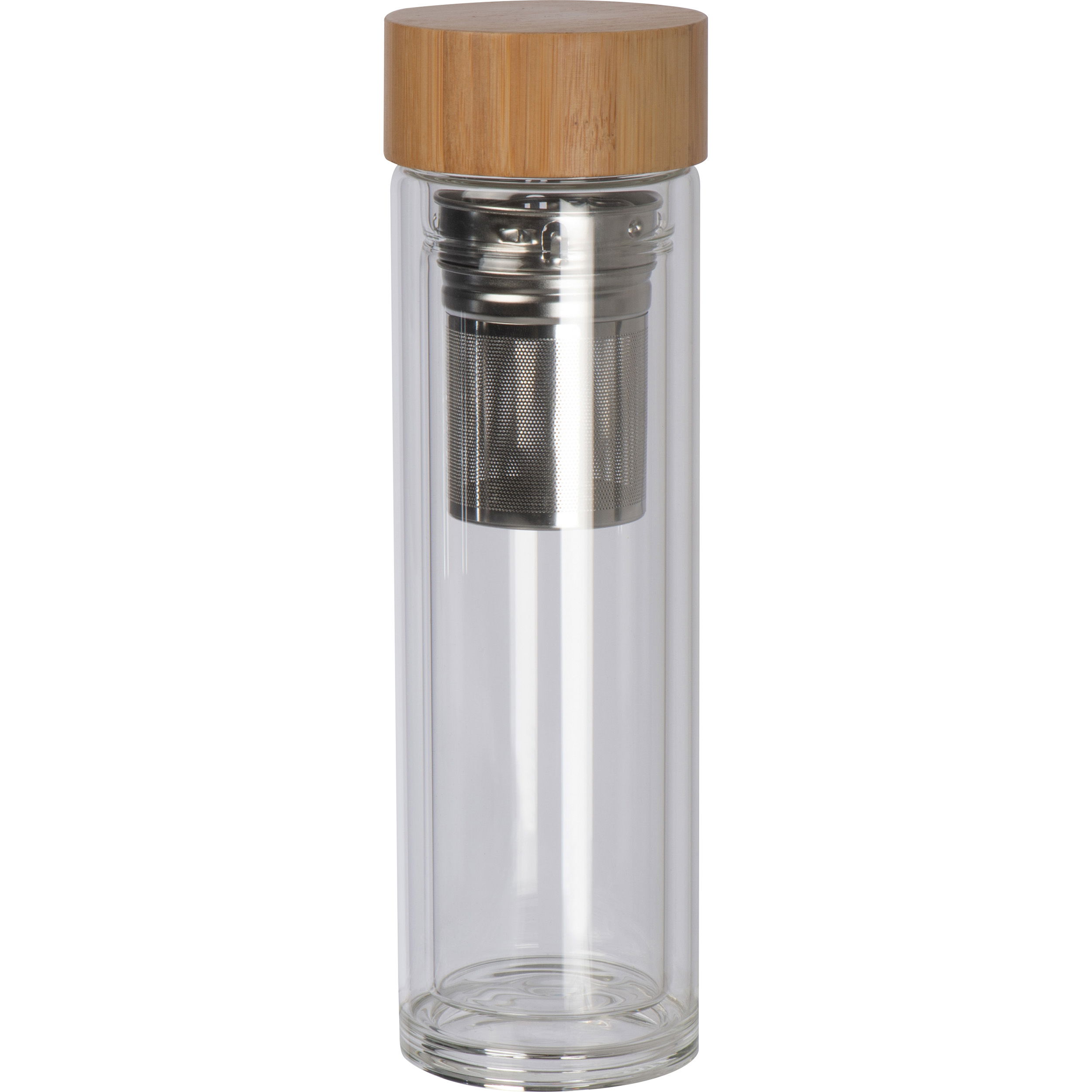 Bouteille en verre avec couvercle en bambou et capacité de 420 ml
