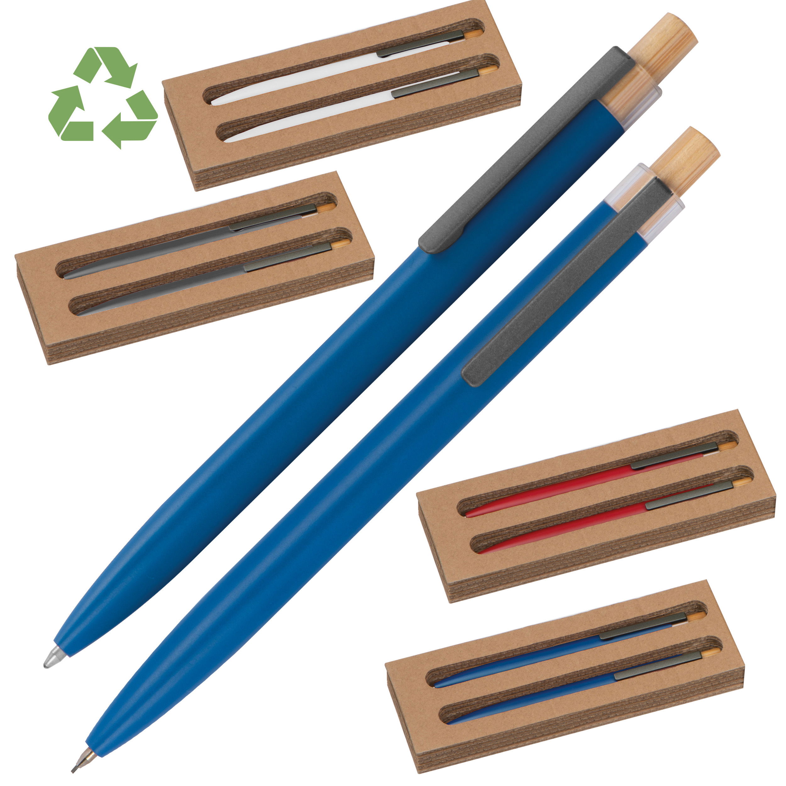 Set d'écriture avec stylo à bille et porte-mine en aluminium recyclé