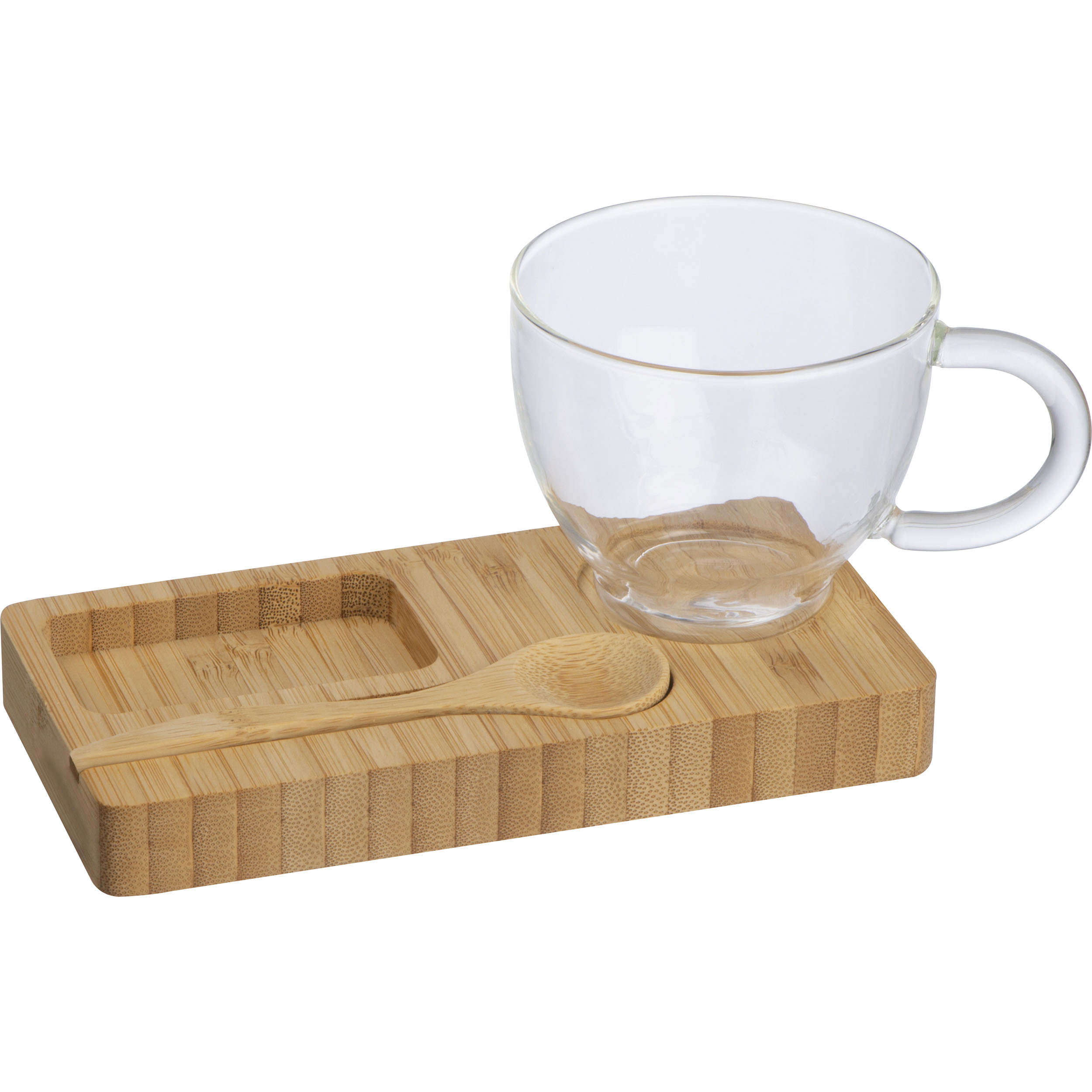 Plateau de service avec cuillère en bambou intégrée