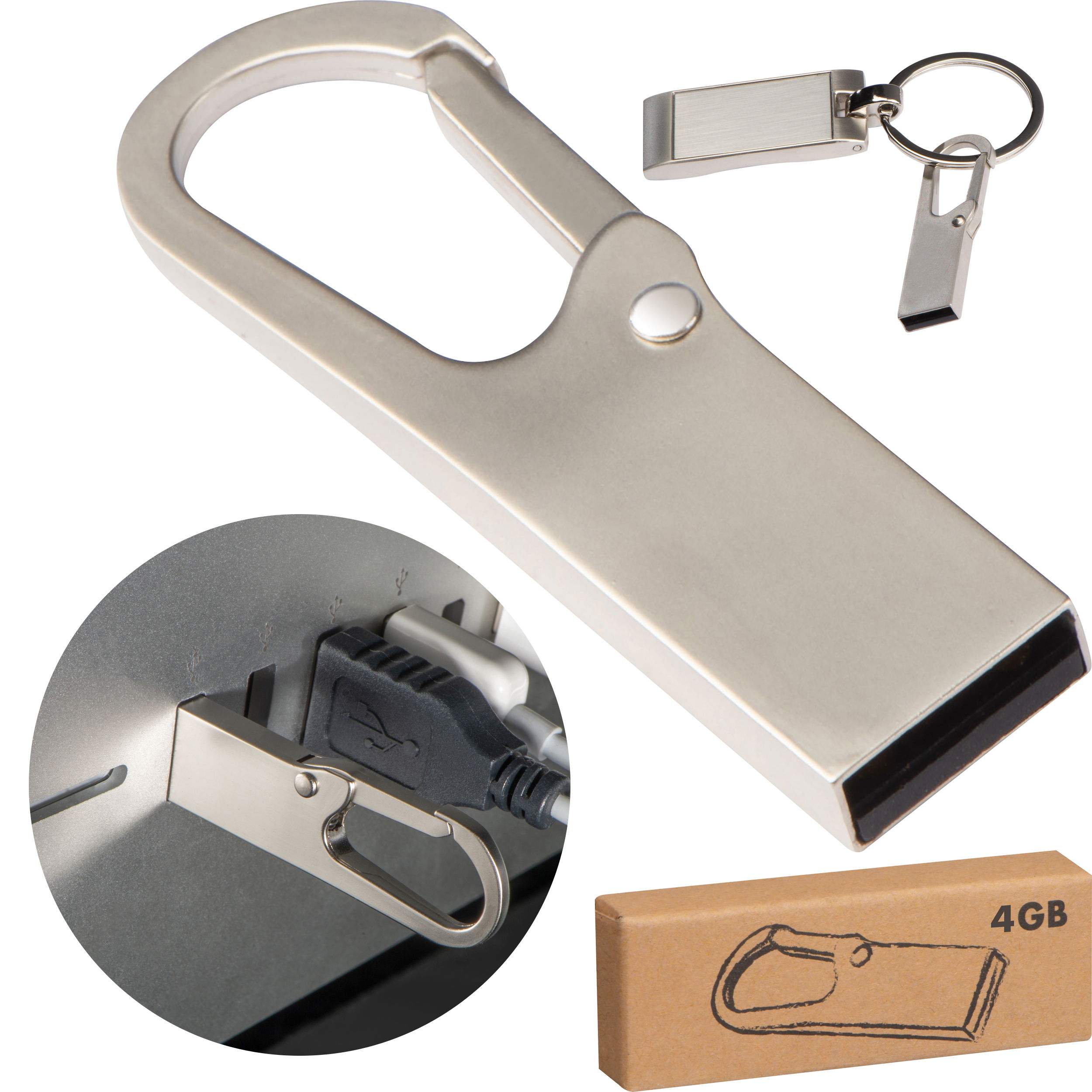 Clé USB métal avec mousqueton 4GO