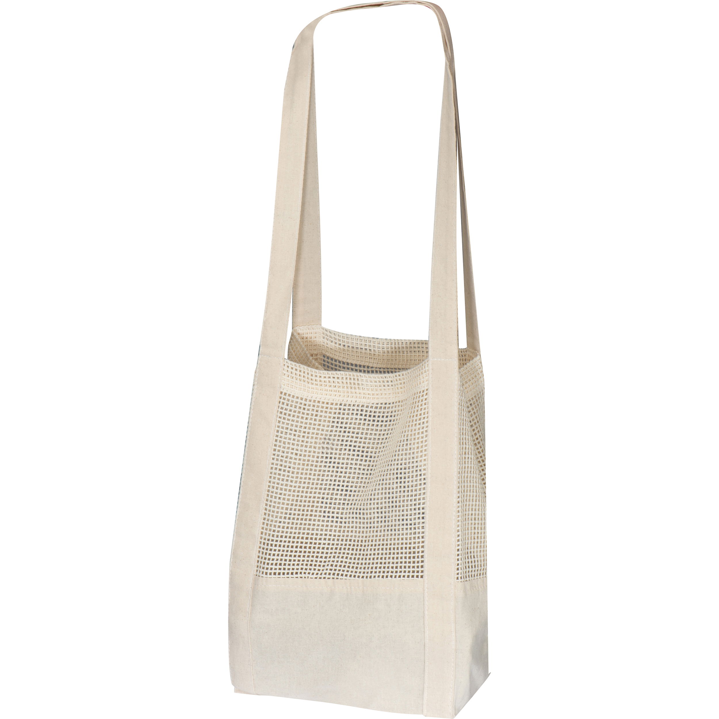 Cotton bag with crocheted part