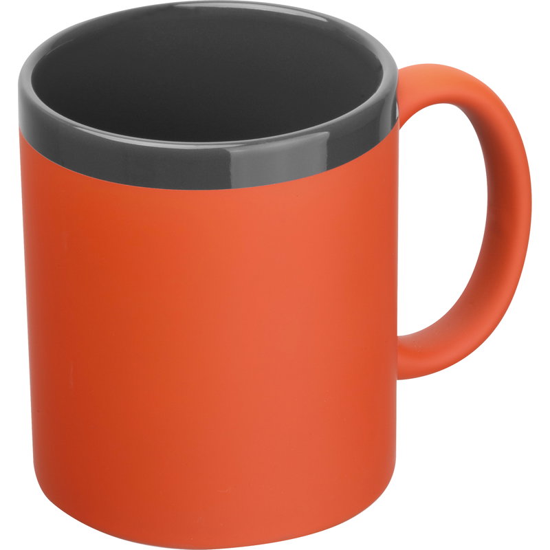 Ceramic mug – rubberized RONALD | orange | 8549710