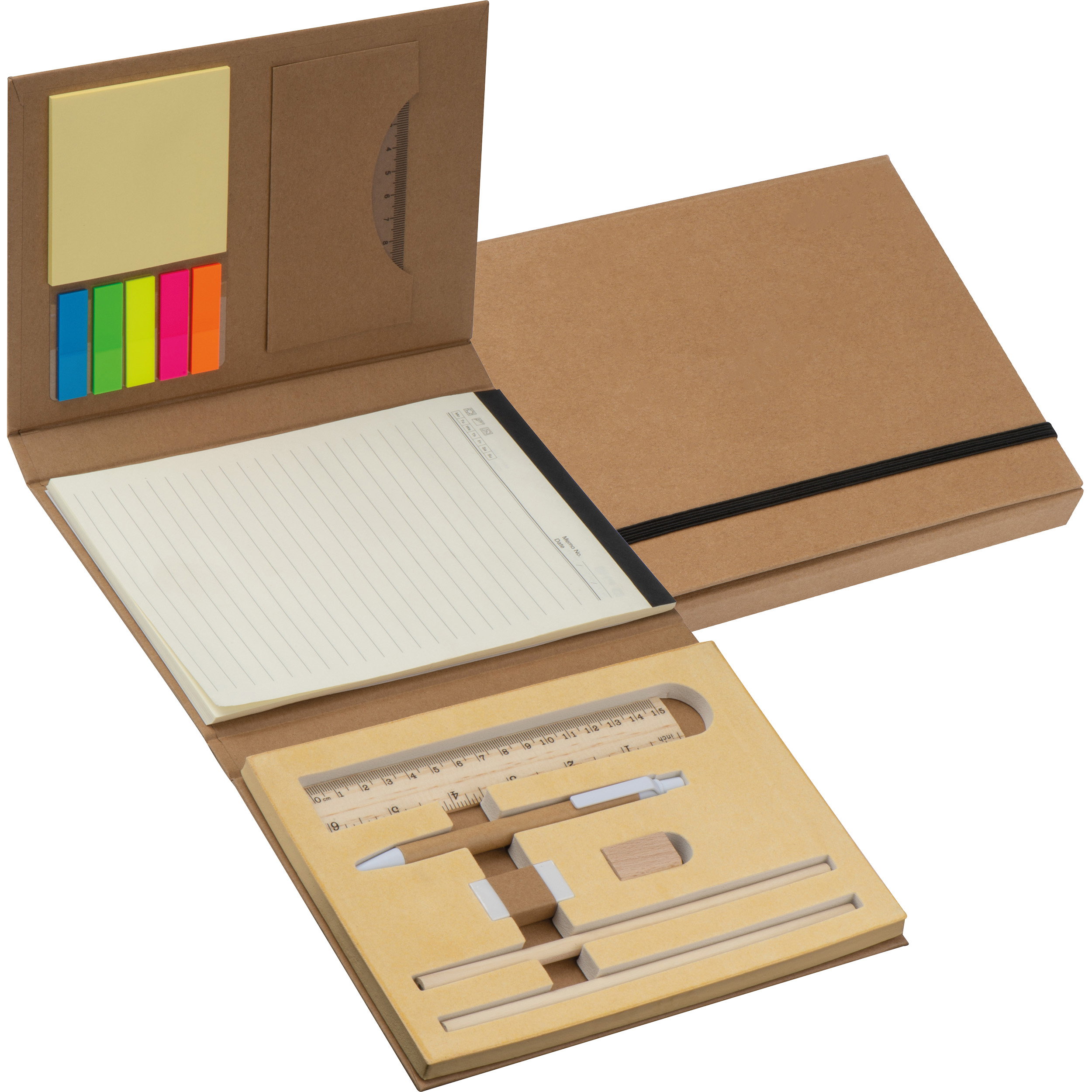 Card Board Ruler Writing case with cardboard cover, ruler, writing pad and adhesive ...