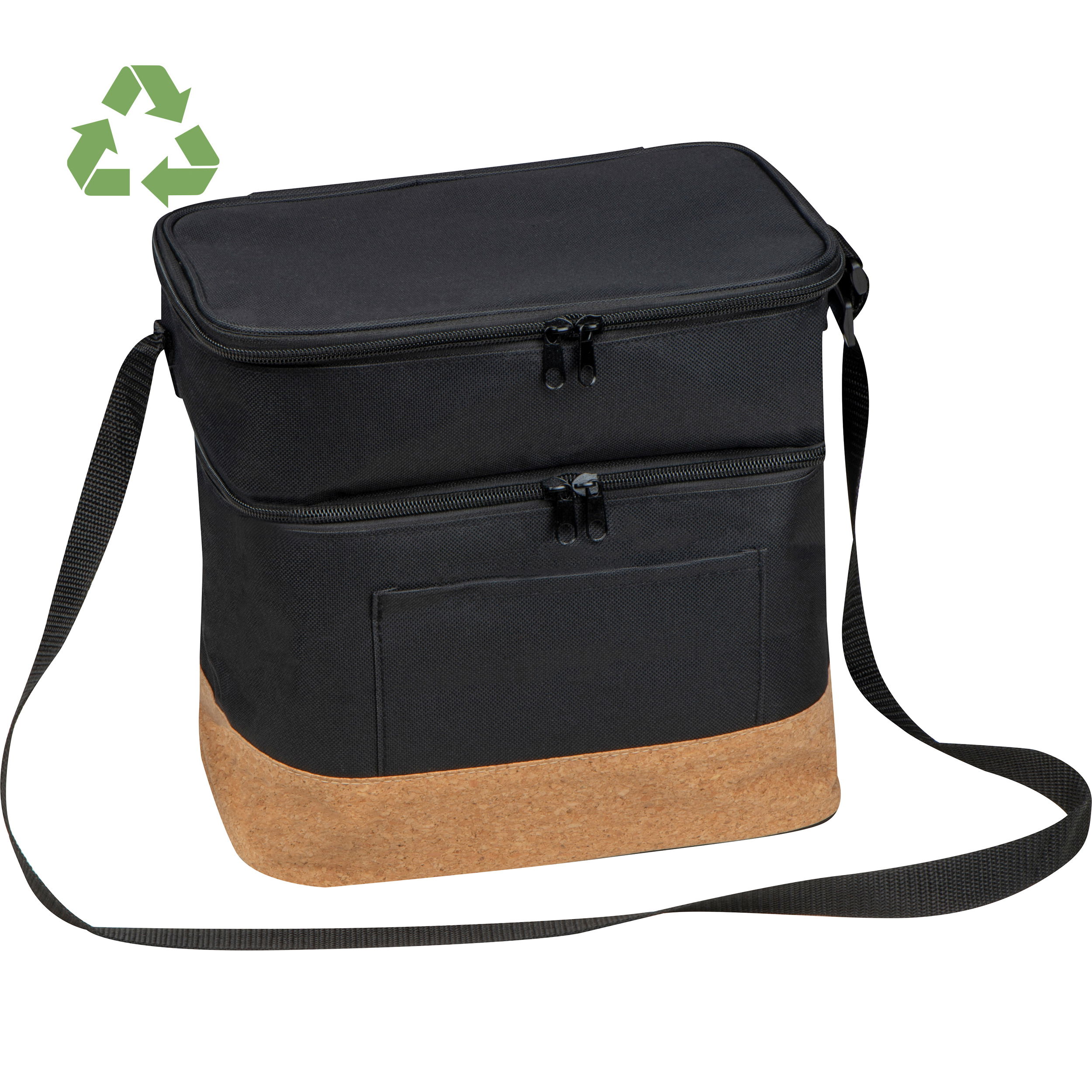 RPET cooler bag with extra compartment and cork bottom