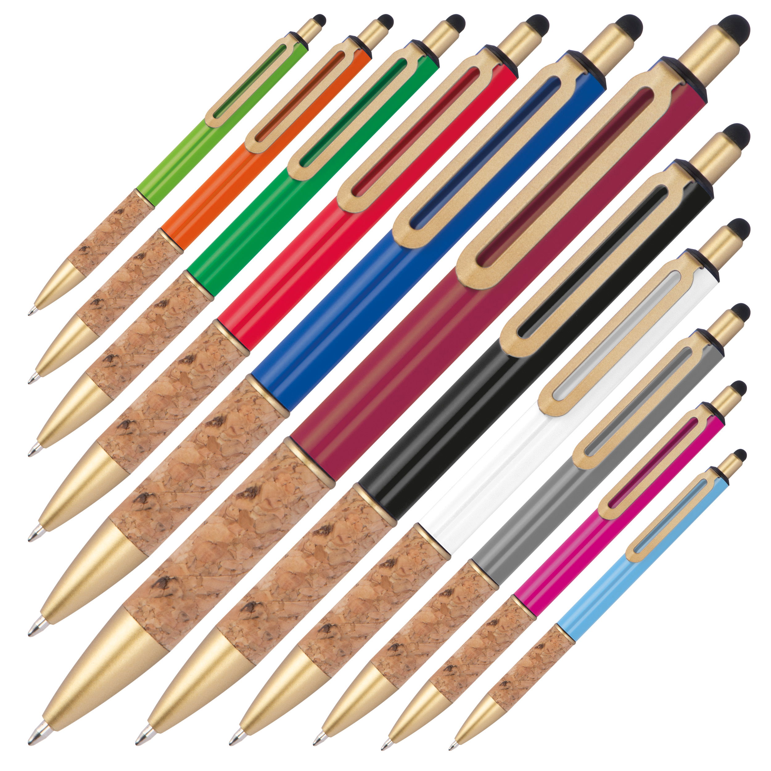 Ball pen with cork grip zone