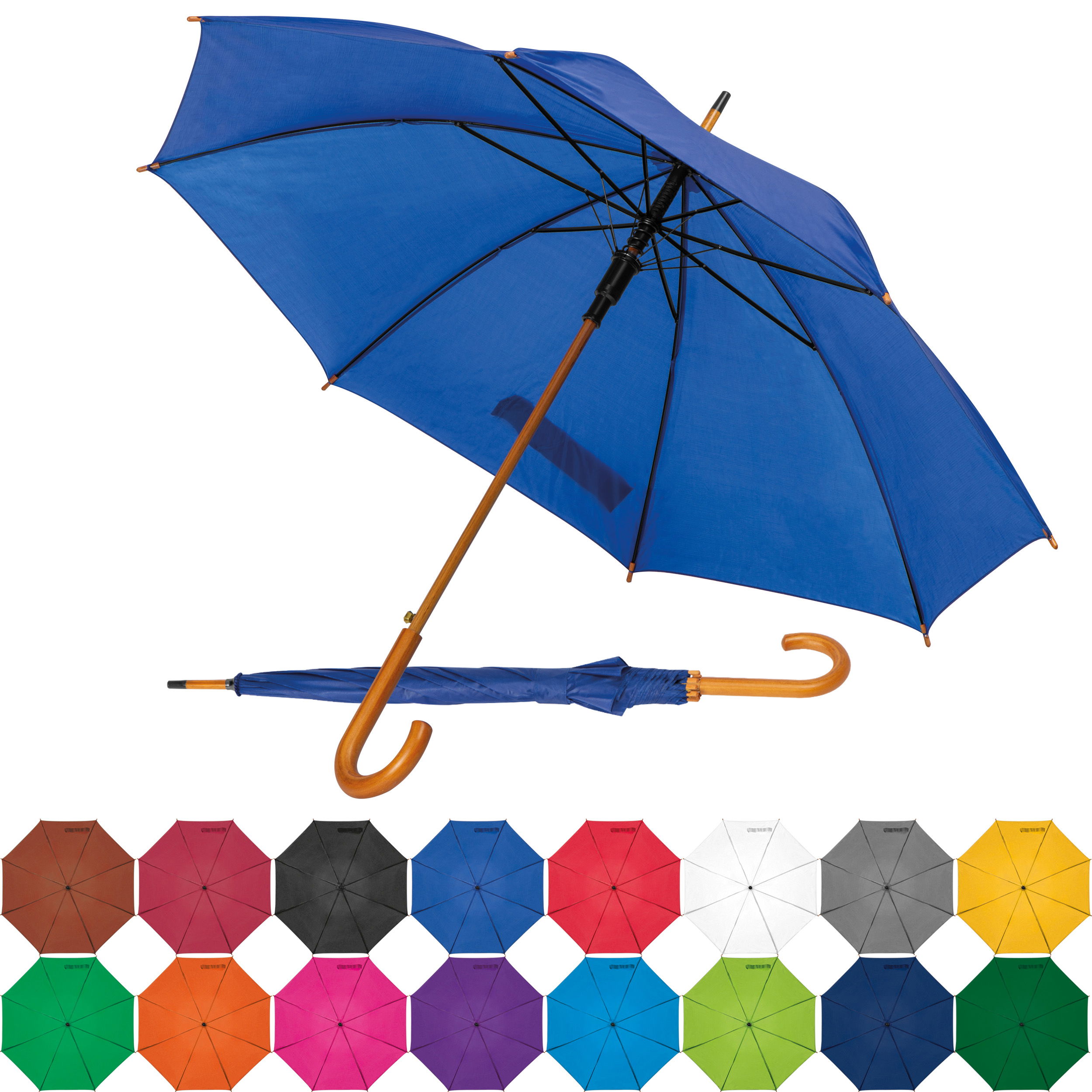 Parapluie automatique avec manche courbée