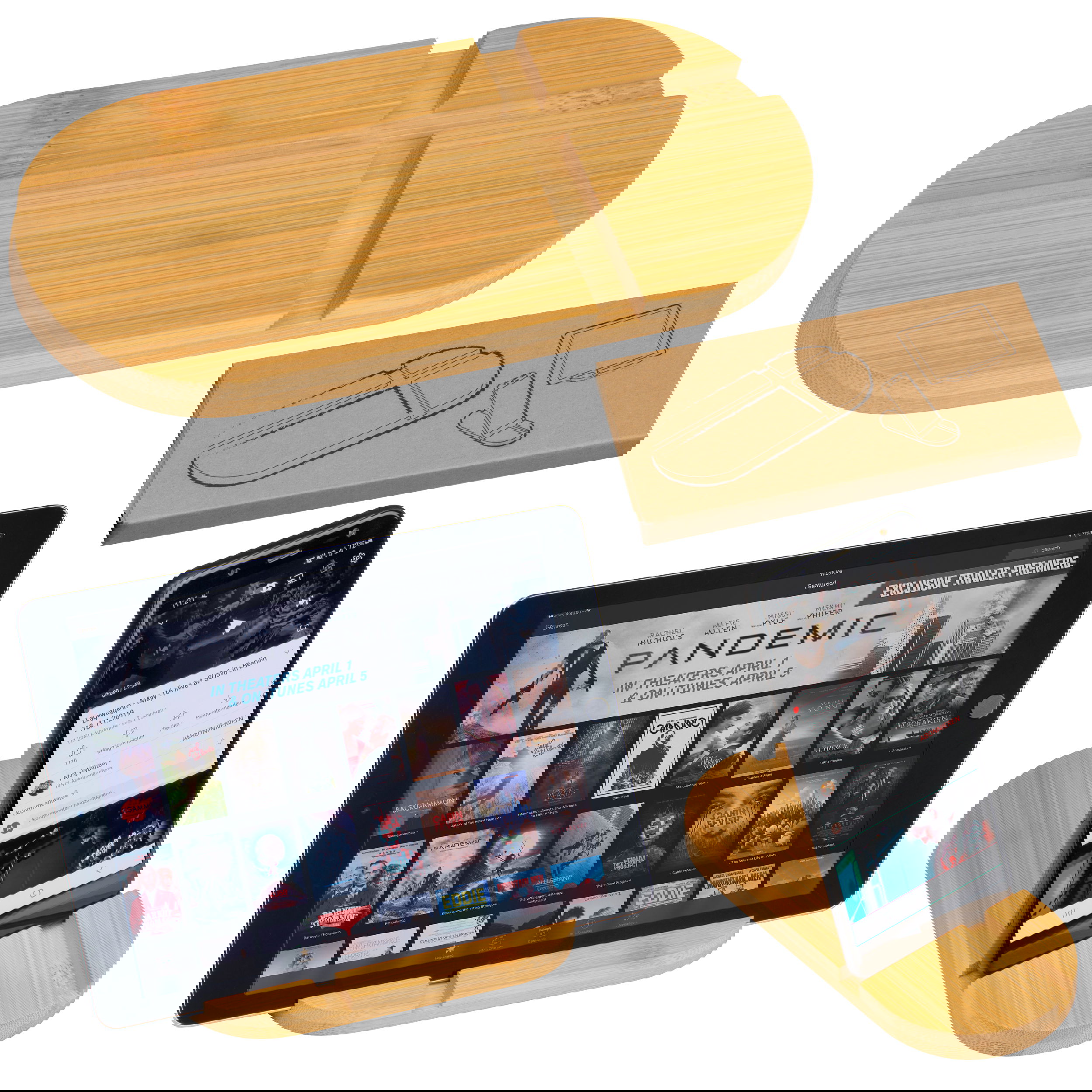 Tablet- und Smartphonehalter aus Bambus