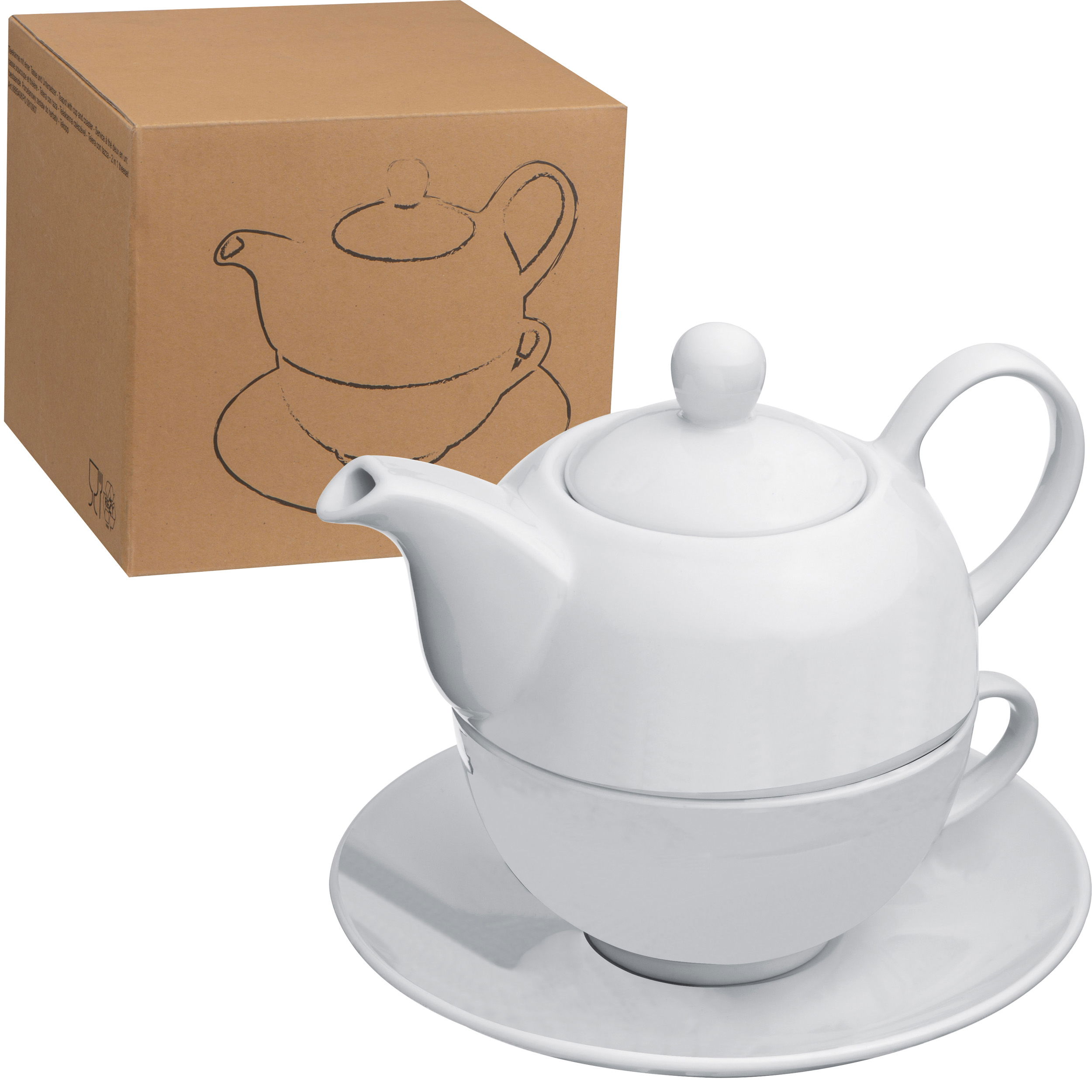 Service à thé deux en un: tasse, soucoupe et théière